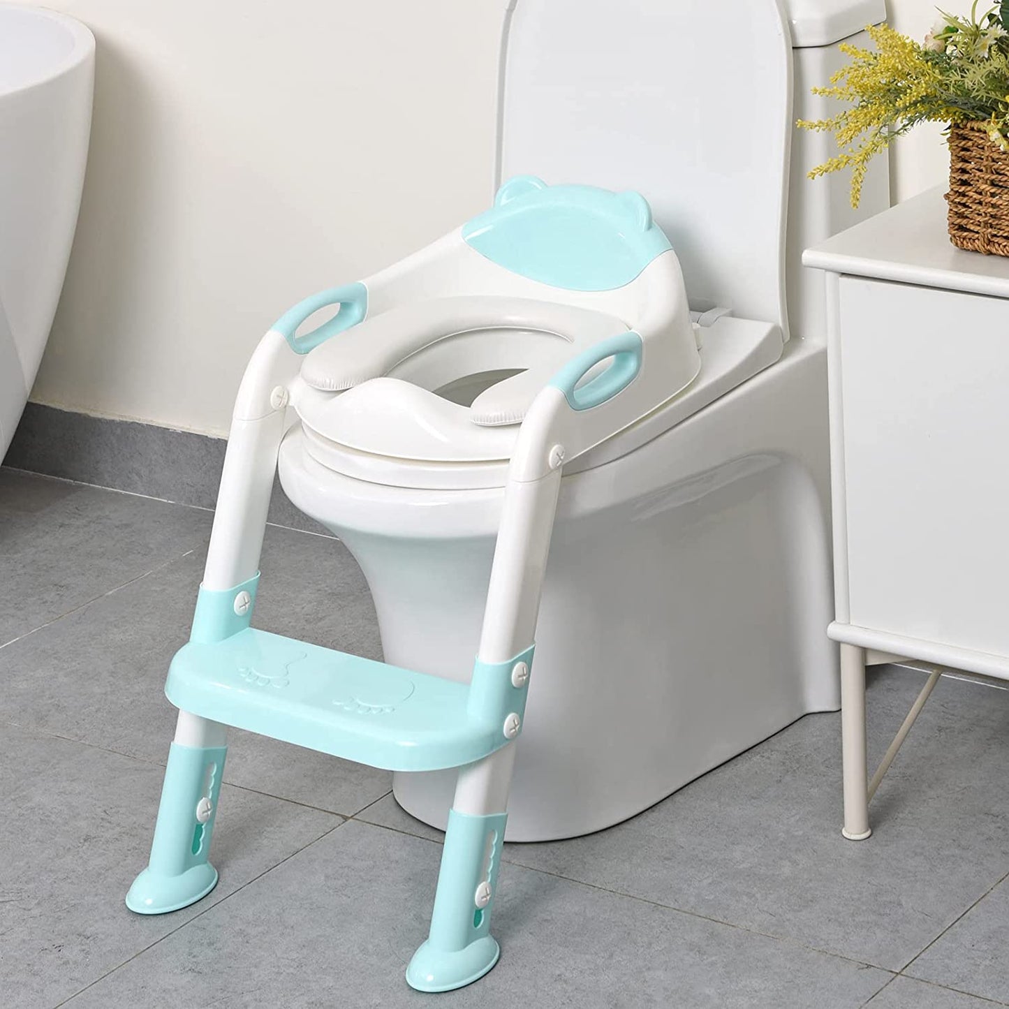 Potty Training Seat Toddler Toilet Seat Step Stool Ladder Toddlers (Blue) _mkpt44 by Js House