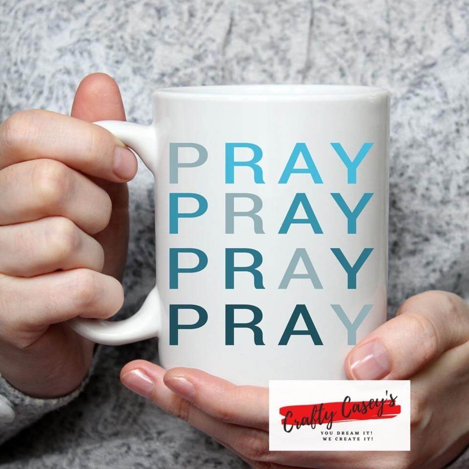 Pray Pray Pray-Ceramic-Spiritual-Coffee Mug by Crafty Casey's