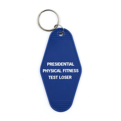 Presidential Physical Fitness Test Loser Motel Style Keychain in Blue by The Bullish Store