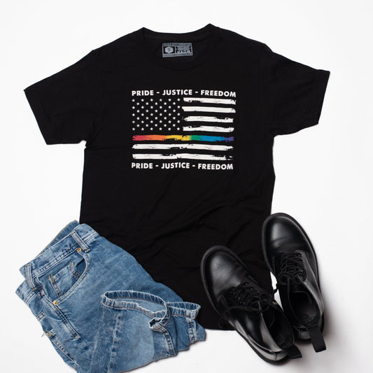 Pride Justice Freedom Tee by Music City Creative