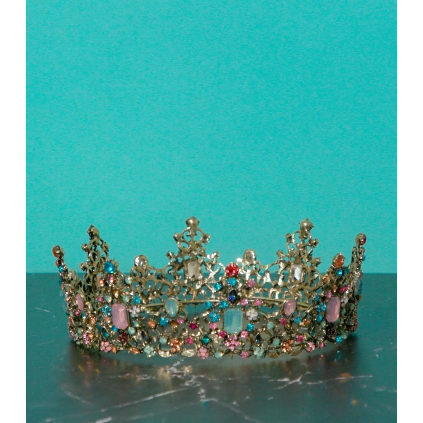 Princess of Pastels Luxe Tiara Crown | Royalty Crown Party or Bridal Hair Accessory by The Bullish Store