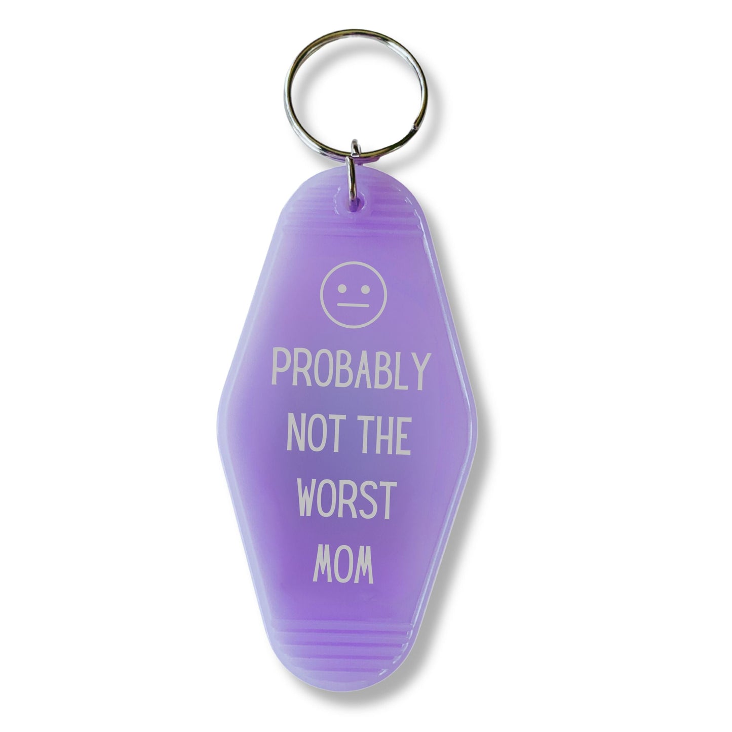 Probably Not the Worst Mom Motel Style Keychain in Purple by The Bullish Store