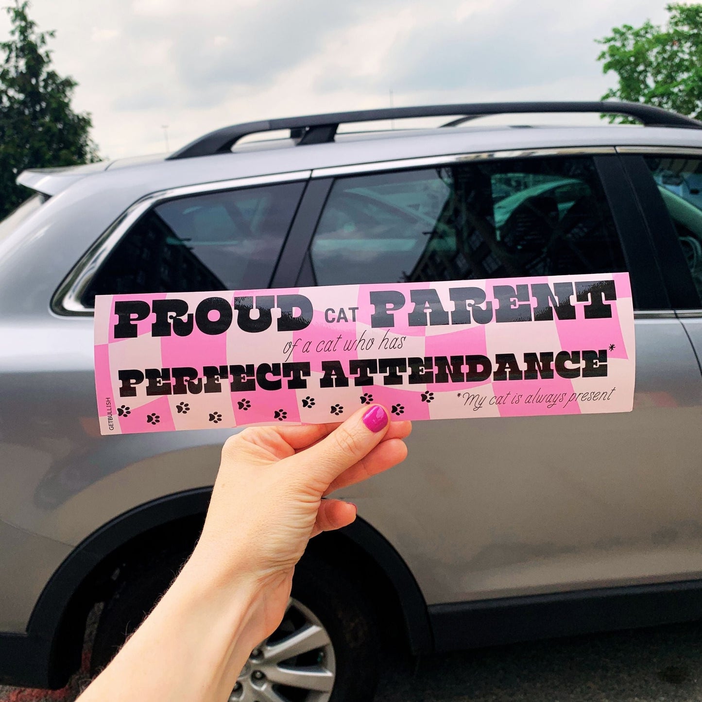 Proud Cat Parent of a Cat Who Has Perfect Attendance (My Cat Is Always Present) Bumper Sticker by The Bullish Store