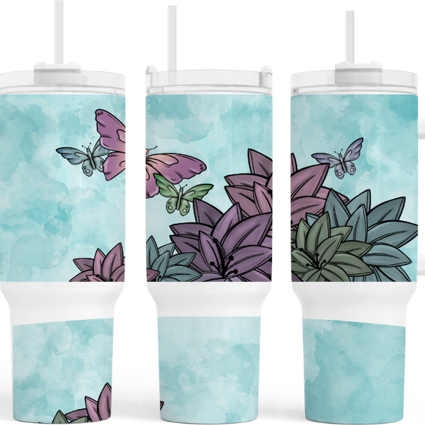 Purple Butterflies 40 oz. Tumbler by Crafty Casey's