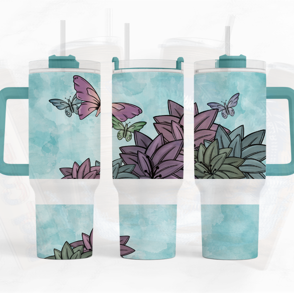 Purple Butterflies 40 oz. Tumbler by Crafty Casey's