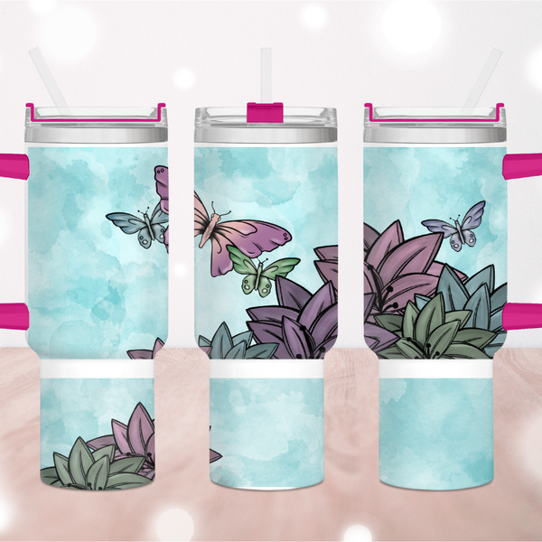 Purple Butterflies 40 oz. Tumbler by Crafty Casey's