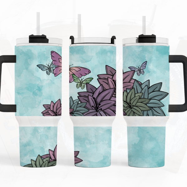 Purple Butterflies 40 oz. Tumbler by Crafty Casey's