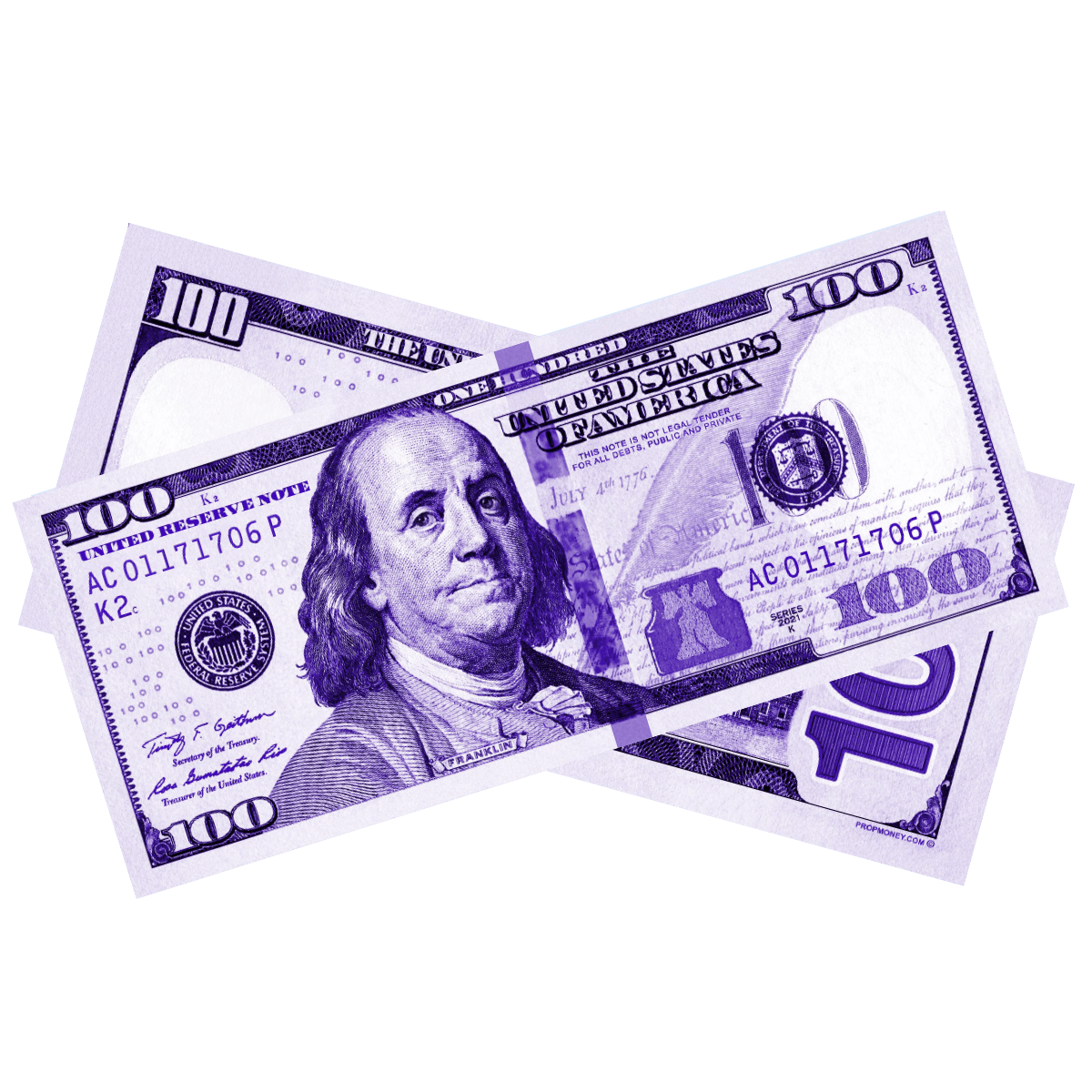 100x $100 New Series Purple Bills by Prop Money Inc