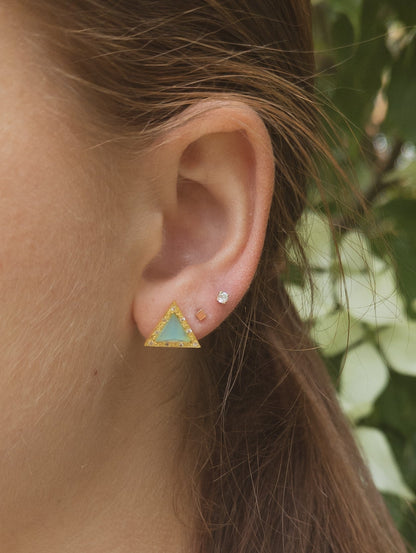 Pyramid Gem Stud Earrings by Ash & Rose