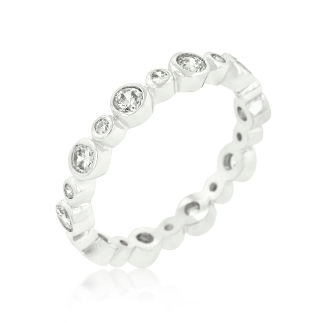 Alternating Bezel Linked Cubic Zirconia Eternity Band by Avera Group