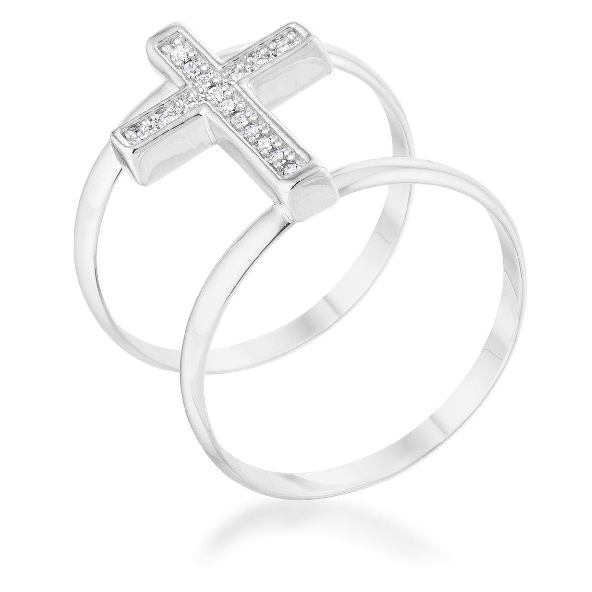 Francis 0.08ct CZ Contemporary Cross Ring by Avera Group