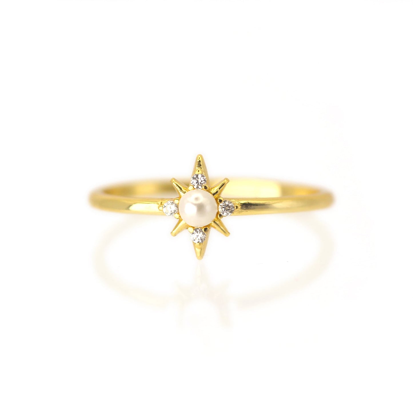 14k Northern Star Akoya Pearl with Diamond Gold Ring by VicStoneNYC Fine Jewelry