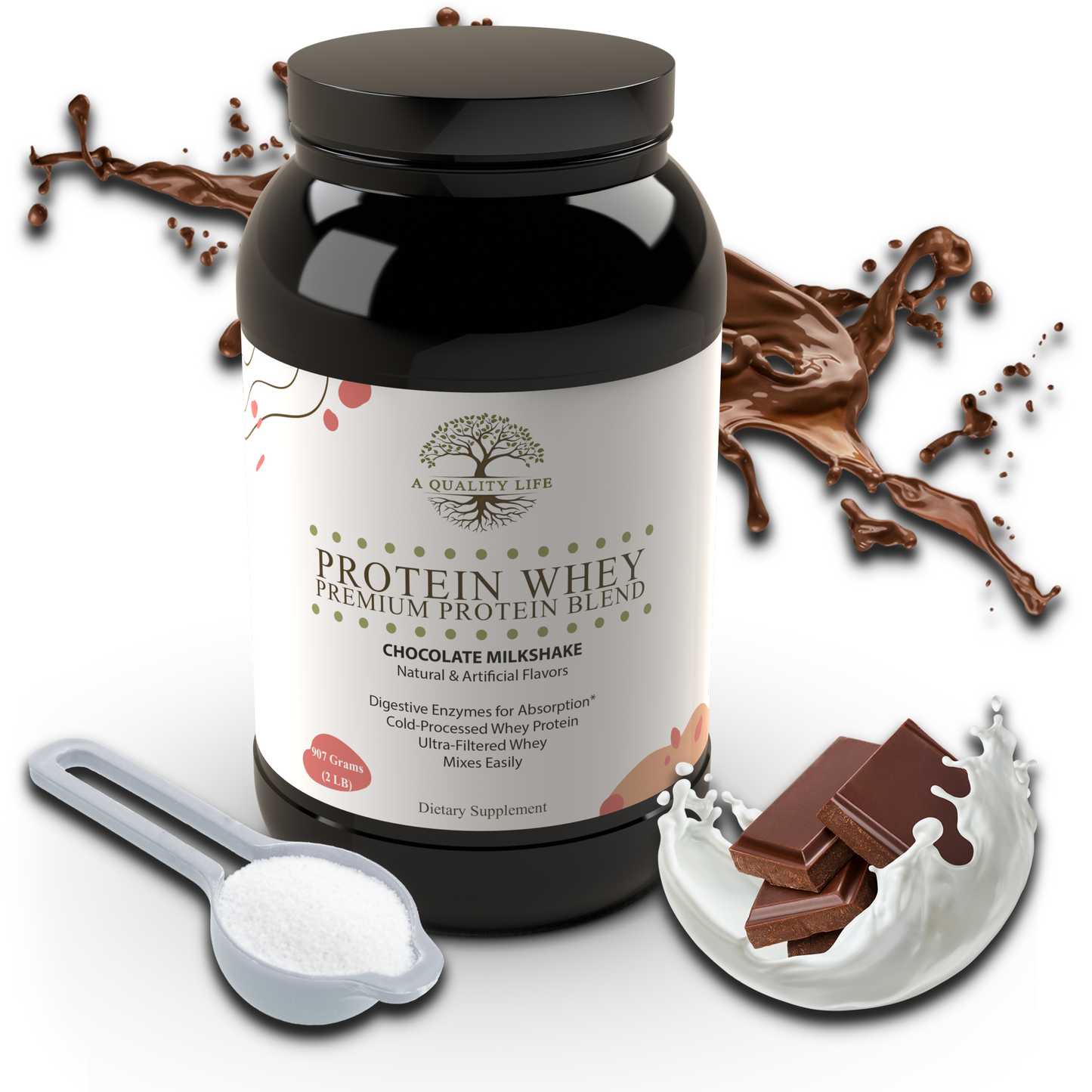 Protein Whey Premium Protein Blend Chocolate Milkshake by A Quality Life Nutrition