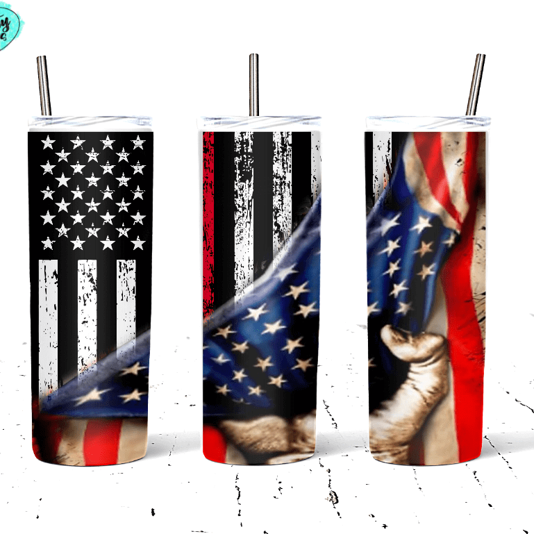 Red Line Firefighter U.S. Flag Tumbler by Crafty Casey's