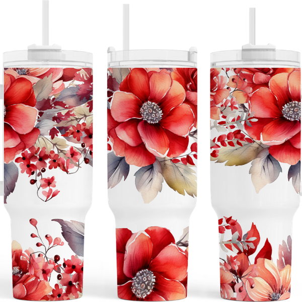 Red Poppy Flowers 40 oz. Tumbler by Crafty Casey's