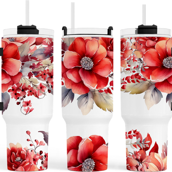 Red Poppy Flowers 40 oz. Tumbler by Crafty Casey's