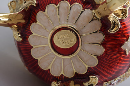 Red Wind up Horse Carousel Faberge Style Egg by Keren Kopal