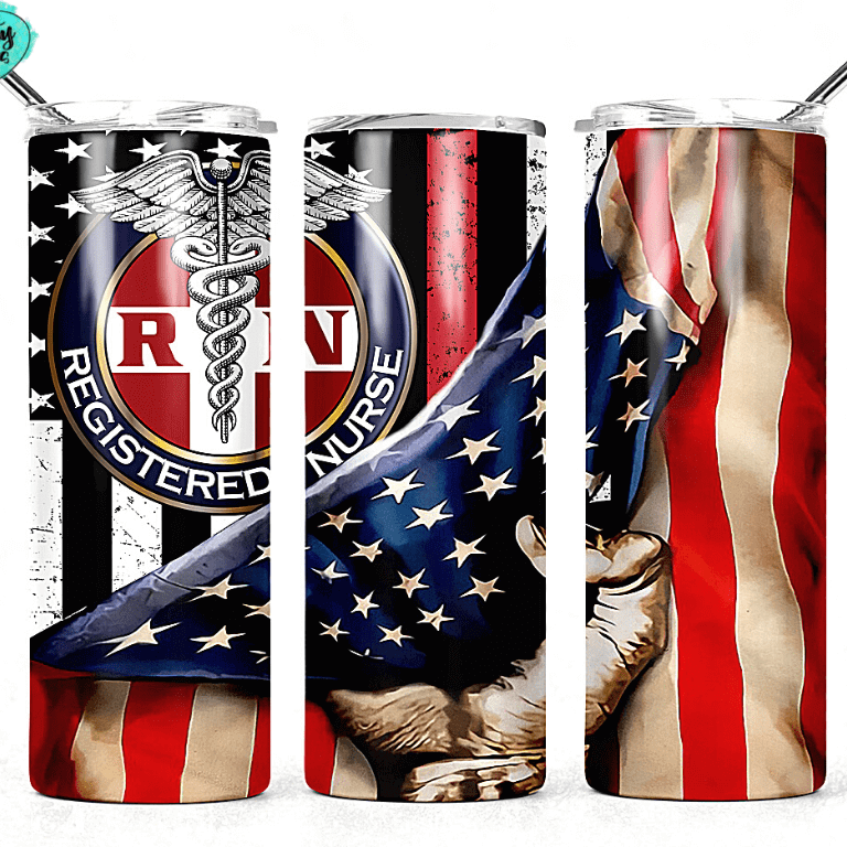 Regestered Nurse U.S. Flag Tumbler by Crafty Casey's