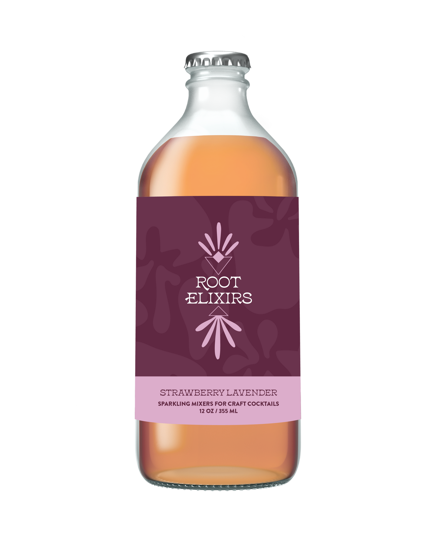 Root Elixirs Sparkling Strawberry Lavender Premium Cocktail Mixer Bottles - 12 Pack x 12 oz Bottle by Farm2Me