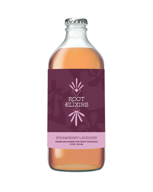 Root Elixirs Sparkling Strawberry Lavender Premium Cocktail Mixer 12 oz Bottle by Farm2Me