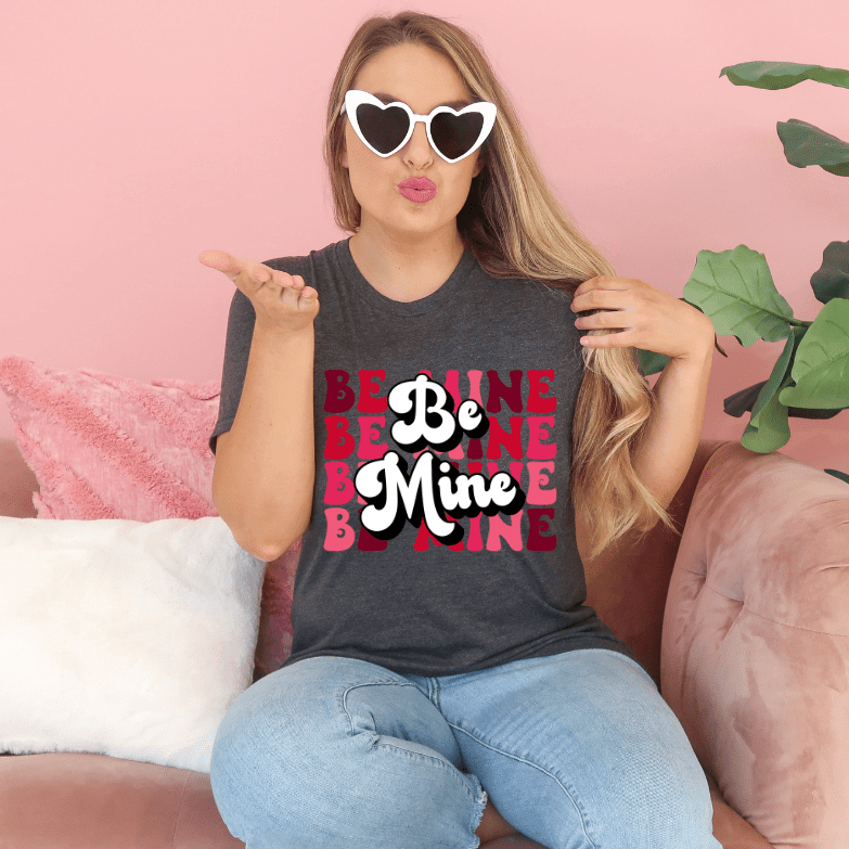 Retro Be Mine- Valentines Day  - Women's  Unisex- t-shirt by Crafty Casey's