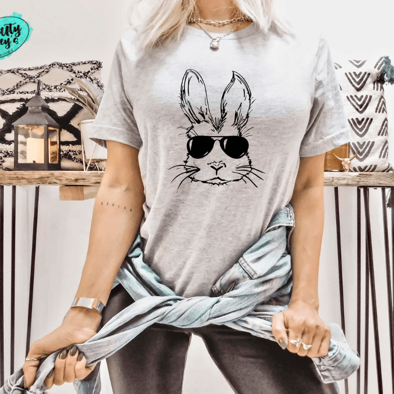 Retro Cool Bunny Sunglasses - Easter  - Unisex T-shirt. by Crafty Casey's