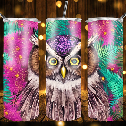 Retro Rainbow Owl Tumbler by Crafty Casey's