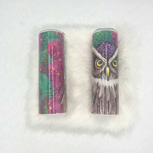 Retro Rainbow Owl Tumbler by Crafty Casey's