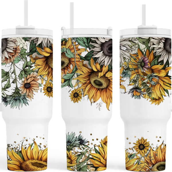 Retro Sunflowers 40 oz. Tumbler by Crafty Casey's