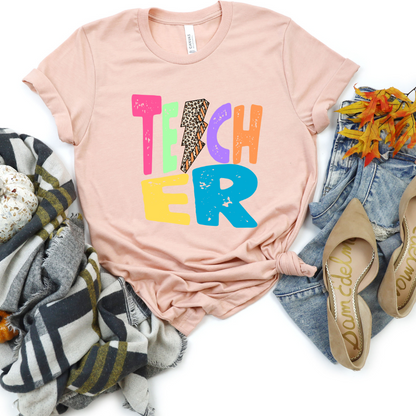 Retro Teacher Bolt Tee by Crafty Casey's