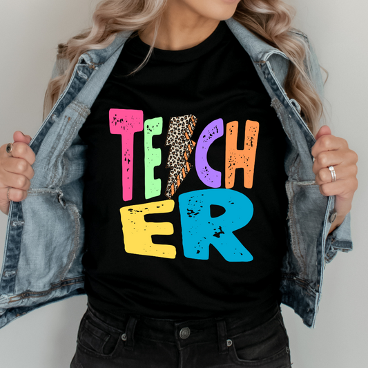 Retro Teacher Bolt Tee by Crafty Casey's