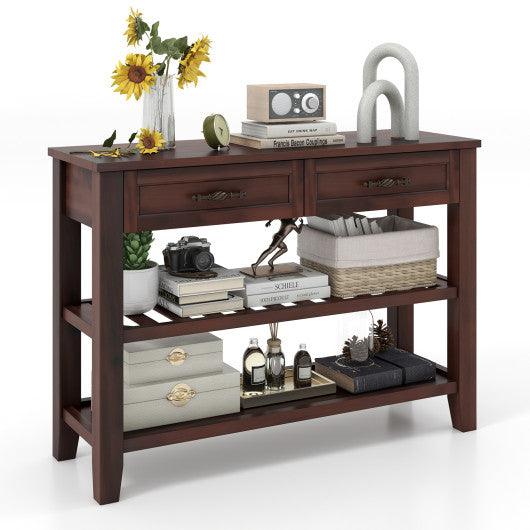 3-tier Console Table with 2 Drawers for Living Room Entryway by VYSN