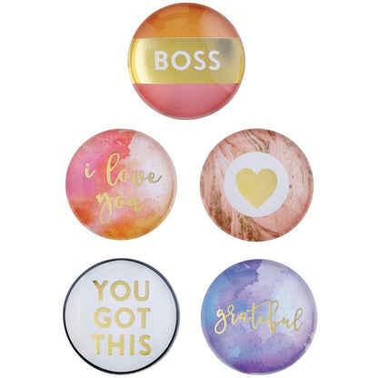 Round Glass Magnets | Metallic Gold Text | 10 Options Mix and Match by The Bullish Store