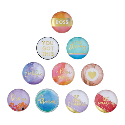 Round Glass Magnets | Metallic Gold Text | 10 Options Mix and Match by The Bullish Store