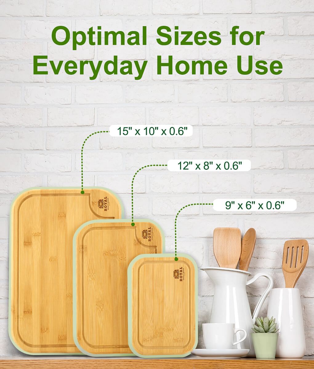 Green Cutting Board Set 3 PCS by Royal Craft Wood