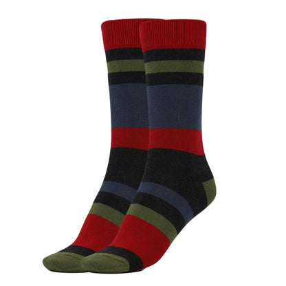 1 Pair - Cotton Crew Socks with Stripe Patterned Casual Socks by Mars Outlet Store LLC