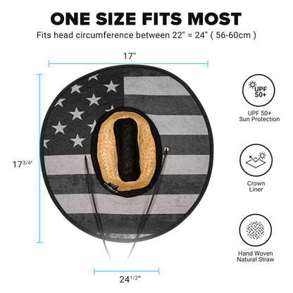 Under Brim Straw Hat | Blackout American Flag 2.0 by Soul of Adventure