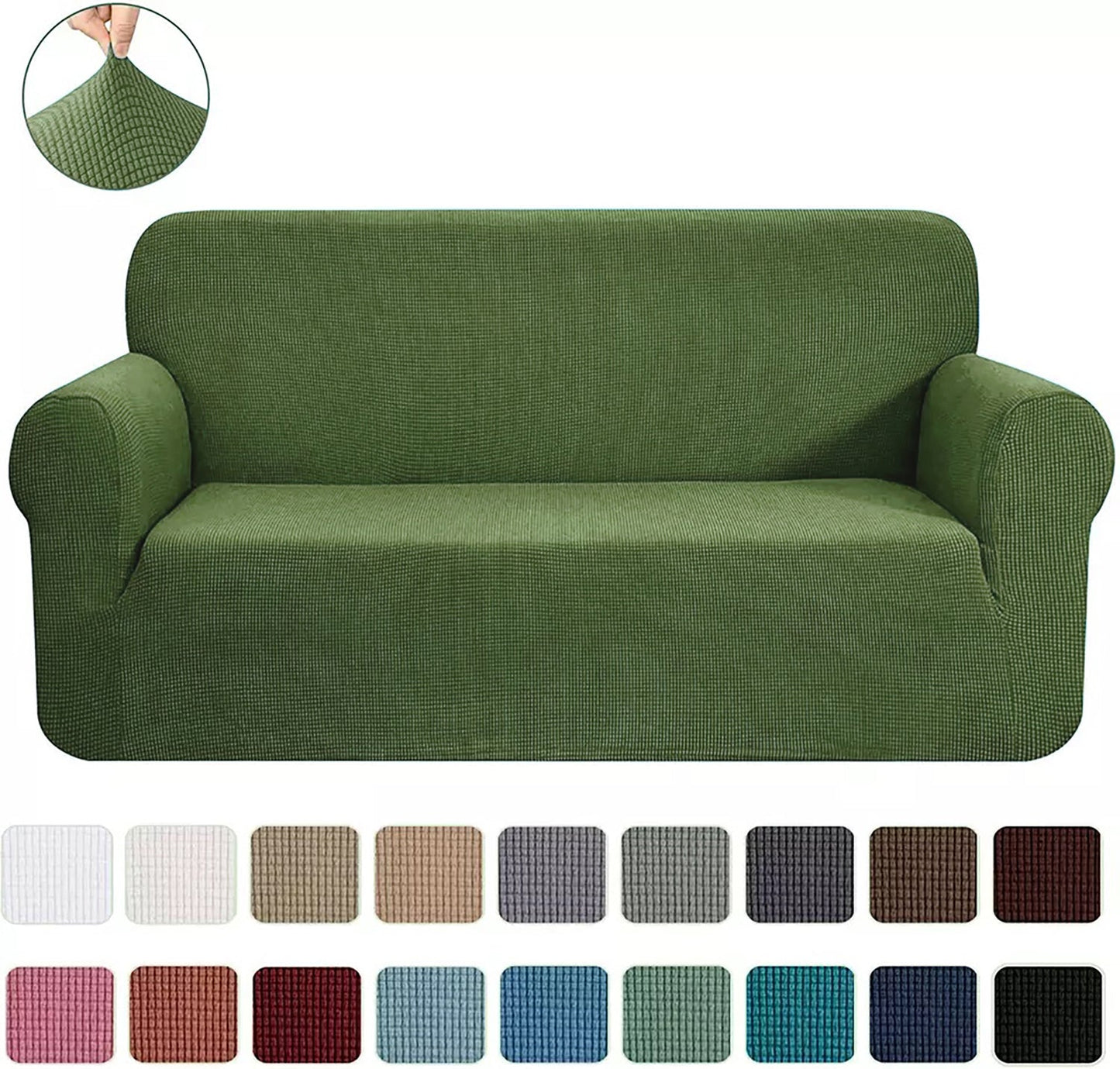 Sage Green 2-Piece Set Slipcover Sofa & Loveseat Cover Protector 4-Way Stretch Elastic by Homemartgoods