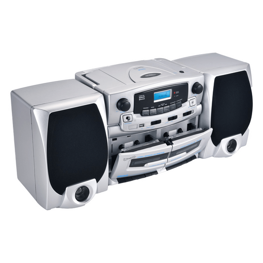 Bluetooth Audio System with Double Cassette Recorder & Built-In Mic (SC-2121BT) by Jupiter Gear Home