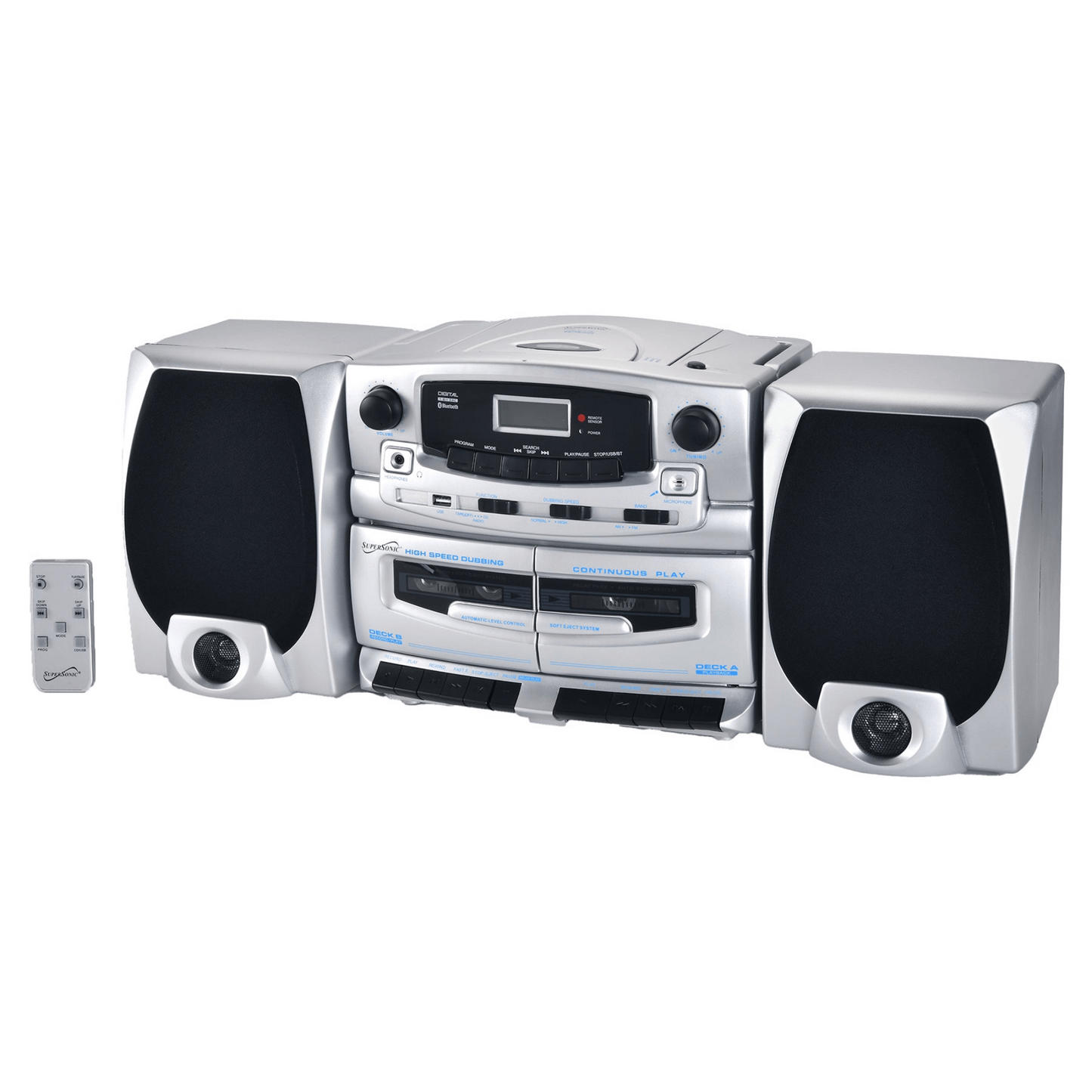 Bluetooth Audio System with Double Cassette Recorder & Built-In Mic (SC-2121BT) by Jupiter Gear Home