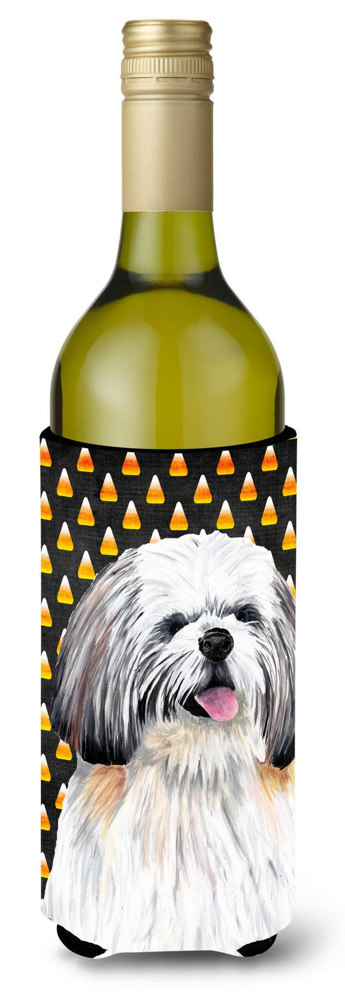 Shih Tzu Candy Corn Halloween Portrait Wine Bottle Beverage Insulator Beverage Insulator Hugger by Caroline's Treasures