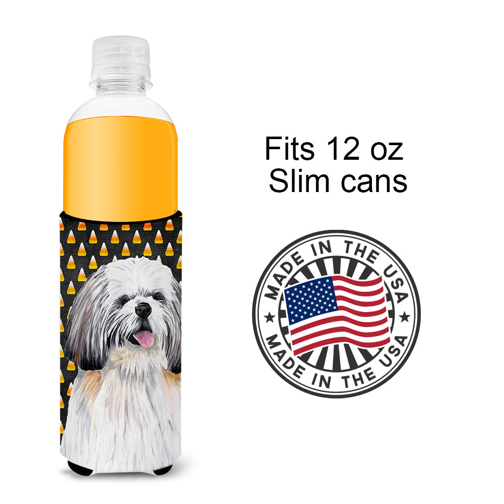 Shih Tzu Candy Corn Halloween Portrait Ultra Beverage Insulators for slim cans SC9164MUK by Caroline's Treasures