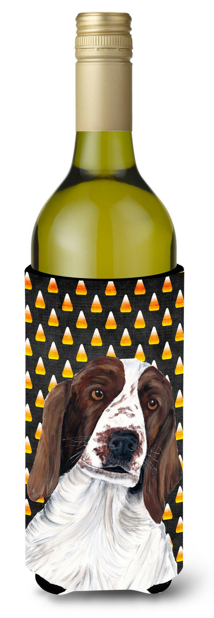 Welsh Springer Spaniel Candy Corn Halloween Portrait Wine Bottle Beverage Insulator Beverage Insulator Hugger by Caroline's Treasures