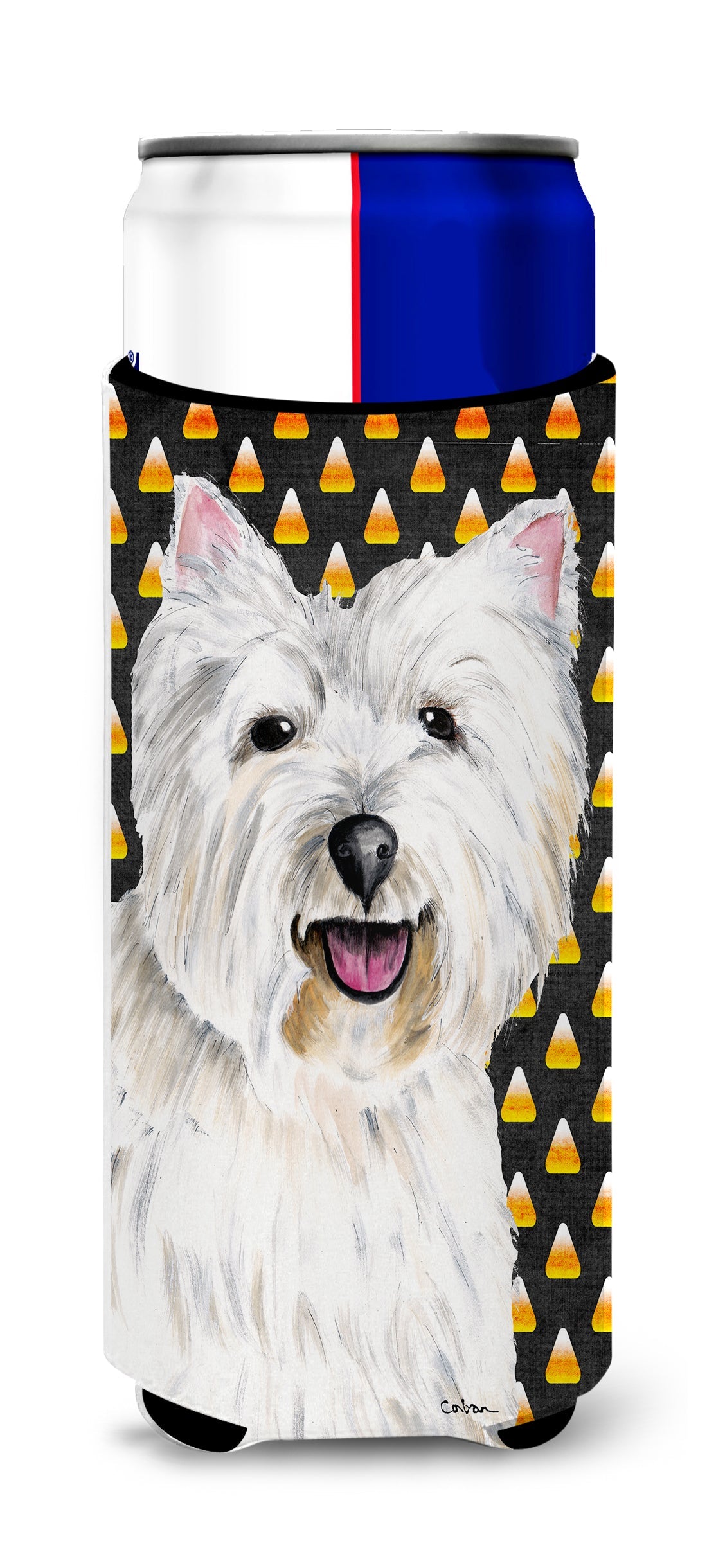 Westie Candy Corn Halloween Portrait Ultra Beverage Insulators for slim cans SC9180MUK by Caroline's Treasures