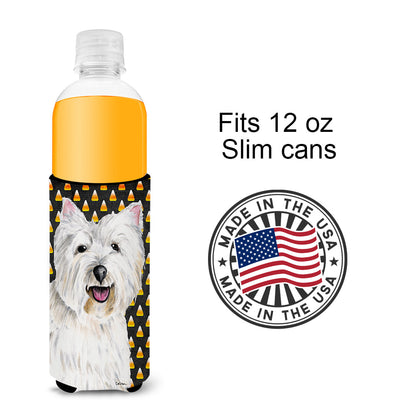 Westie Candy Corn Halloween Portrait Ultra Beverage Insulators for slim cans SC9180MUK by Caroline's Treasures