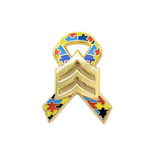 SERGEANT <br> Autism Awareness <BR> Ribbon Lapel Pin by Custom Pins & Buckles