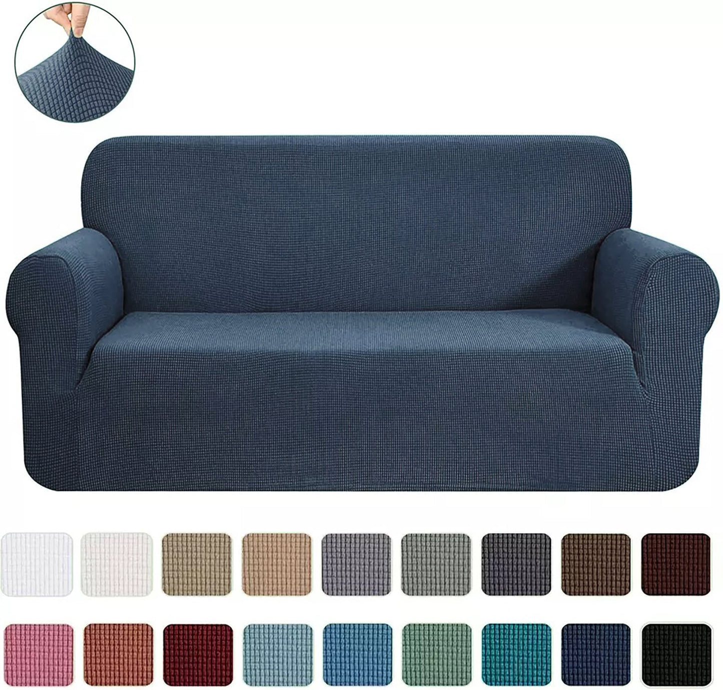 Slate Blue 2-Piece Set Slipcover Sofa & Loveseat Cover Protector 4-Way Stretch Elastic by Homemartgoods