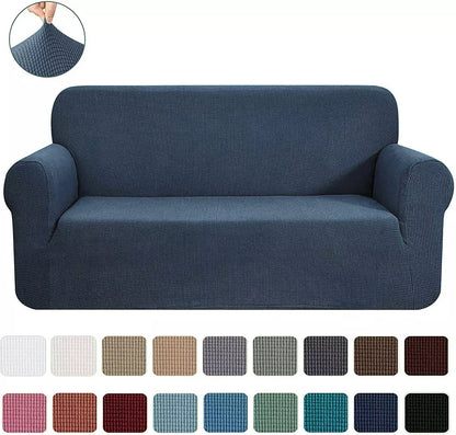 Slate Blue 2-Piece Set Slipcover Sofa & Loveseat Cover Protector 4-Way Stretch Elastic by Homemartgoods