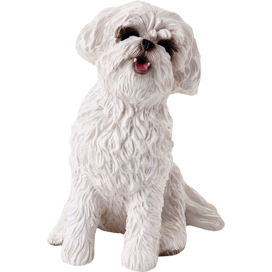 Sandicast "Small Size" Sitting Bichon Frise Dog Sculpture by Present Paper