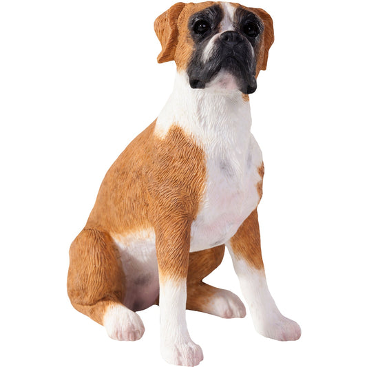 Sandicast "Small Size" Sitting Fawn UC Boxer Dog Sculpture by Present Paper